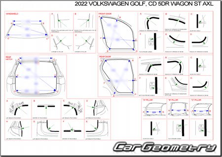 Кузовные размеры Volkswagen Golf Variant 2021-2026 Body Repair Manual Кузовные размеры Volkswagen Golf Variant 2021-2026 Body Repair Manual