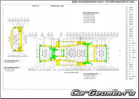 Кузовные размеры Volkswagen Golf Variant 2021-2026 Body Repair Manual Кузовные размеры Volkswagen Golf Variant 2021-2026 Body Repair Manual