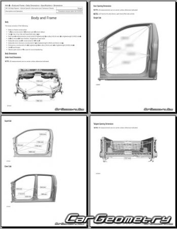 ������� ������ Ford Ranger 2023-2030 Body dimensions