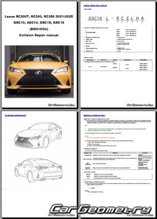 Lexus RC200T, RC300, RC350 2021-2025 Collision Repair manual