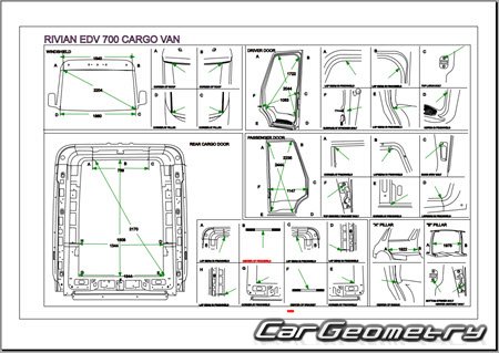 �������� ������� Rivian EDV 700 2023-2029 Body dimensions