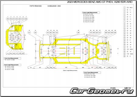 Mercedes AMG GT (X290) 2018-2025 Body dimensions