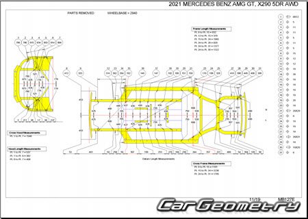 Mercedes AMG GT (X290) 2018-2025 Body dimensions