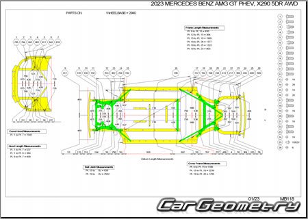 Mercedes AMG GT (X290) 2018-2025 Body dimensions