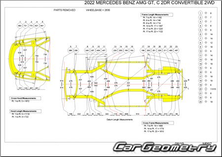 Mercedes AMG GT Cabrio (R190) 2017-2022 Body dimensions