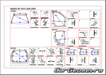 Размеры кузова Smart #1 2022-2028 Body dimensions Размеры кузова Smart #1 2022-2028 Body dimensions