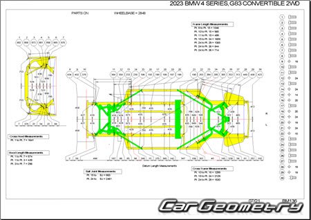 BMW M4 (G83) Cabrio 2021-2027 Body dimensions