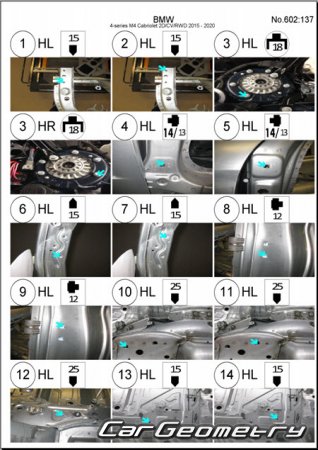 BMW M4 (F83) Cabriolet 2015-2020 Body dimensions