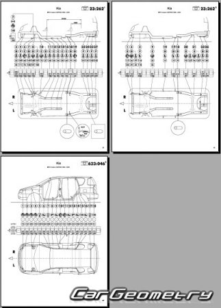 Kia Carens (FJ) 1999-2002 Body dimensions