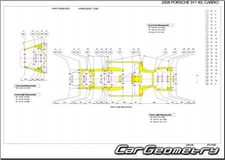Porsche 911 Cabriolet (997) 2005–2012 Body dimensions Porsche 911 Cabriolet (997) 2005–2012 Body dimensions
