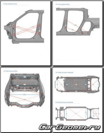 ������� ������ Rivian R1T Pickup 2022-2029 Body dimensions