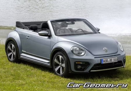 Кузовные размеры Volkswagen Beetle Cabriolet 2012-2019, Размеры кузова Фольксваген Битл Жук Кузовные размеры Volkswagen Beetle Cabriolet 2012-2019, Размеры кузова Фольксваген Битл Жук