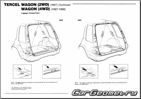 Кузовные размеры Toyota Tercel (EL31) 1986-1991 Кузовные размеры Toyota Tercel (EL31) 1986-1991
