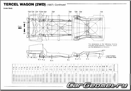 Кузовные размеры Toyota Tercel (EL31) 1986-1991 Кузовные размеры Toyota Tercel (EL31) 1986-1991