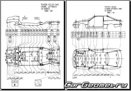 Toyota Celica (T160 Series) 1986-1989 Body dimensions 