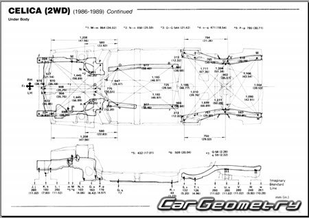 Toyota Celica (T160 Series) 1986-1989 Body dimensions 