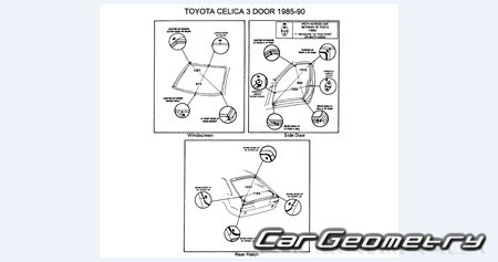 Toyota Celica (T160 Series) 1986-1989 Body dimensions 