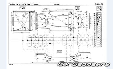 Toyota Corolla (E80) 1984-1987 Body dimensions 