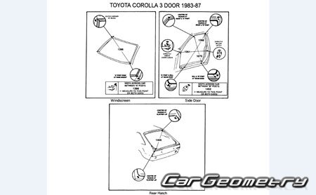 Toyota Corolla (E80) 1984-1987 Body dimensions 