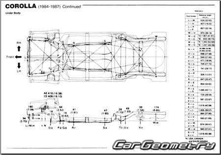 Toyota Corolla (E80) 1984-1987 Body dimensions 