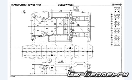 Volkswagen T4 Transporter 1990�2003 Body dimensions