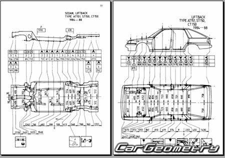 Toyota Carina II & Corona (T150) 1983-1987 Collision Repair Manual