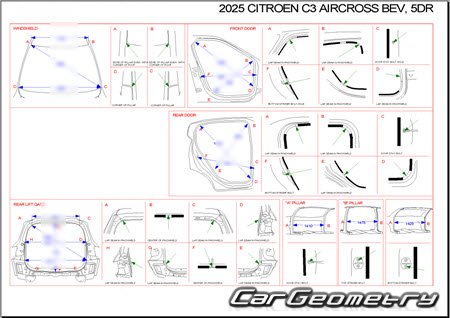 ������� ������ Citroën ë-C3 Aircross 2024-2029 Body dimensions