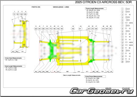 ������� ������ Citroën ë-C3 Aircross 2024-2029 Body dimensions