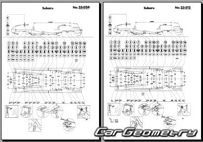 ������� ������ Subaru XT 1985-1990 Body dimensions