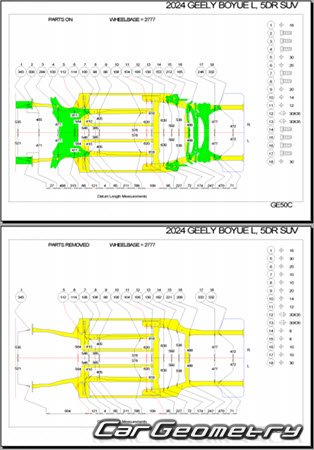 ������� ������ Geely Atlas (FX11) 2022-2025 Body dimensions
