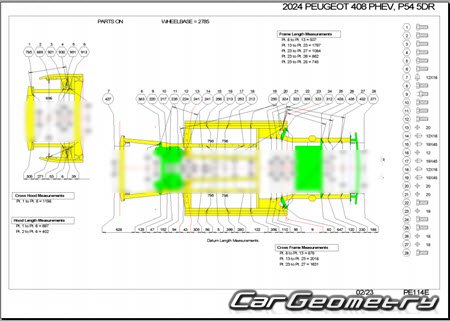 Peugeot 408 PHEV (P54) 2022-2027 Body dimensions