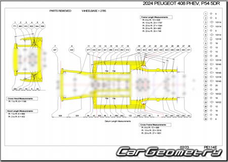 Peugeot 408 PHEV (P54) 2022-2027 Body dimensions