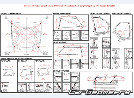 Mercedes S-Class (W140) 1990-2000 Body dimensions