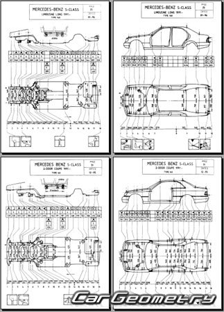 Mercedes S-Class (W140) 1990-2000 Body dimensions