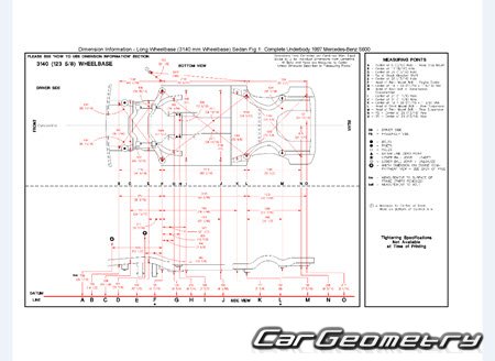 Mercedes S-Class (W140) 1990-2000 Body dimensions