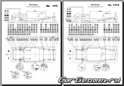������� ������ Alfa Romeo 145 1994-2000 Body dimensions