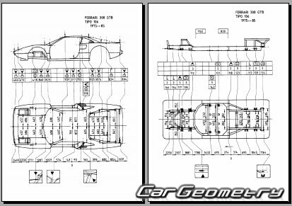Ferrari 308 GT (F106) 1975-1986 Body dimensions